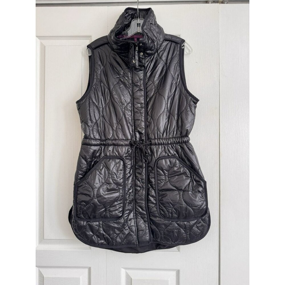 Lou & Grey Black Quilted Puffer Vest Womens Smel Cinch Waist Lightweight - Picture 4 of 8
